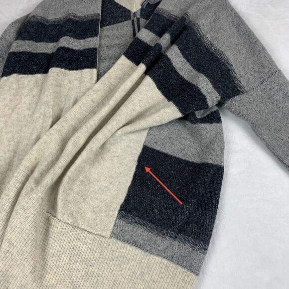 VINCE Cashmere Open Cardigan Womens Small Variegated Stripe Oversized Wool Blend - Picture 8 of 16